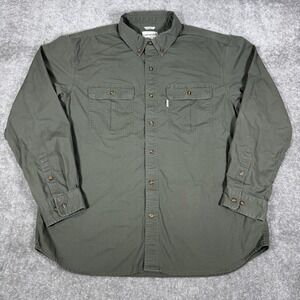 Carhartt Shirt Men's XL Green Foreman Workwear Long Sleeve Relaxed Fit *Flaw
